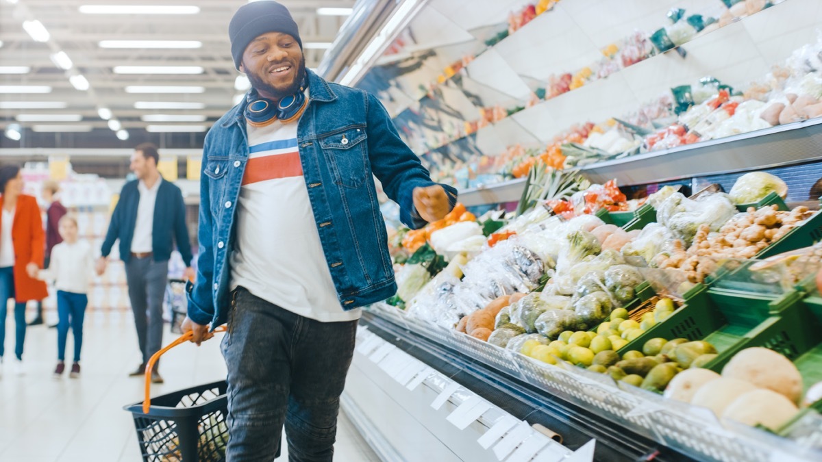 man dancing in a grocery store, annoying things people do