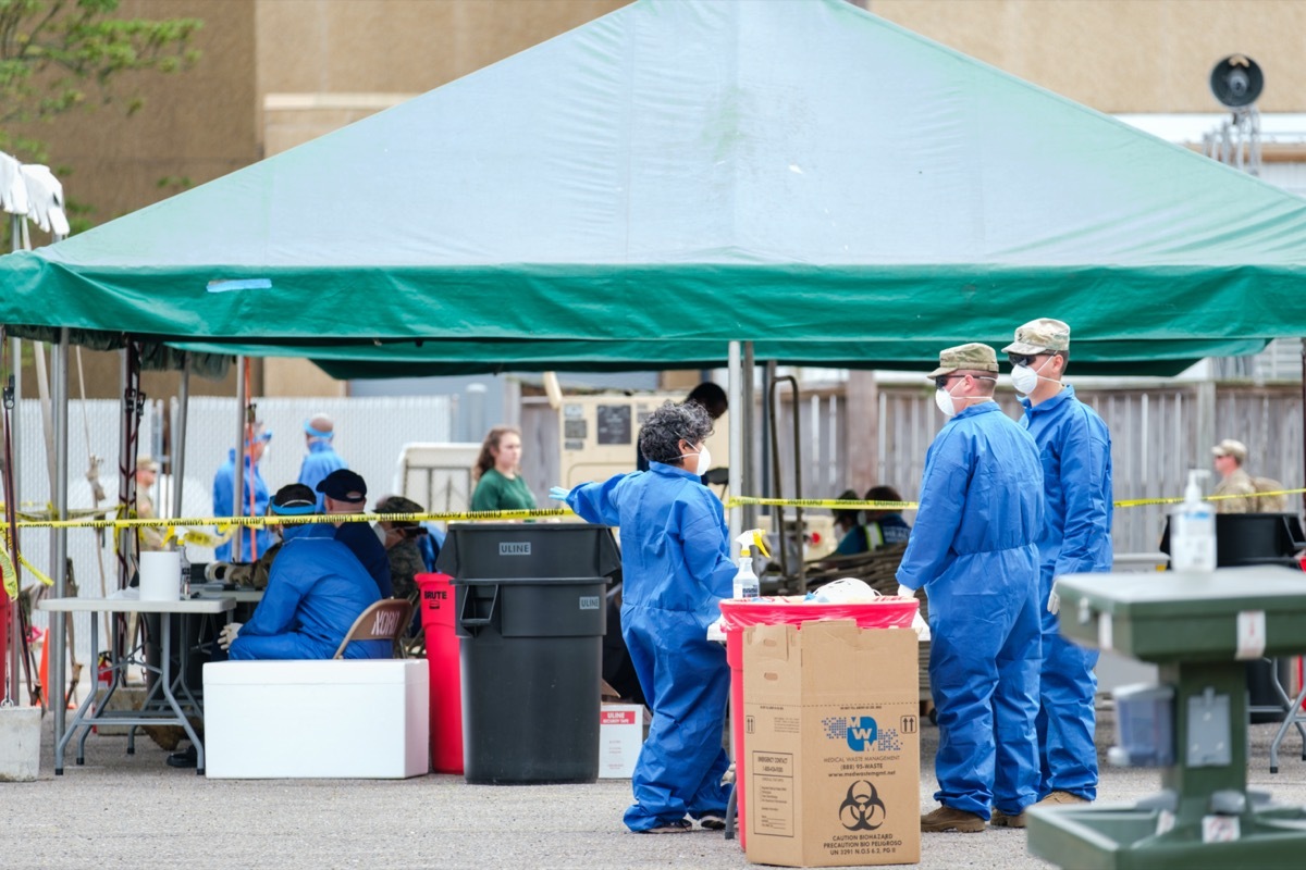 Coronavirus Drive Through Testing at Mahalia Jackson Theater Parking Lot in New Orleans.