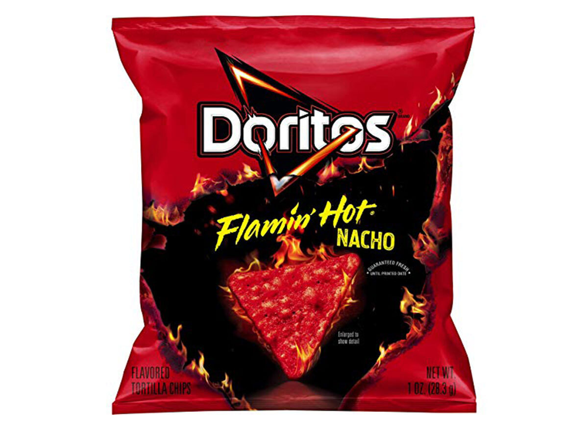 doritos flamin hot nacho bag