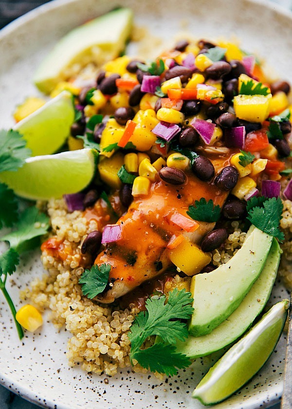 Bowl roundup quinoa chicken mango salsa