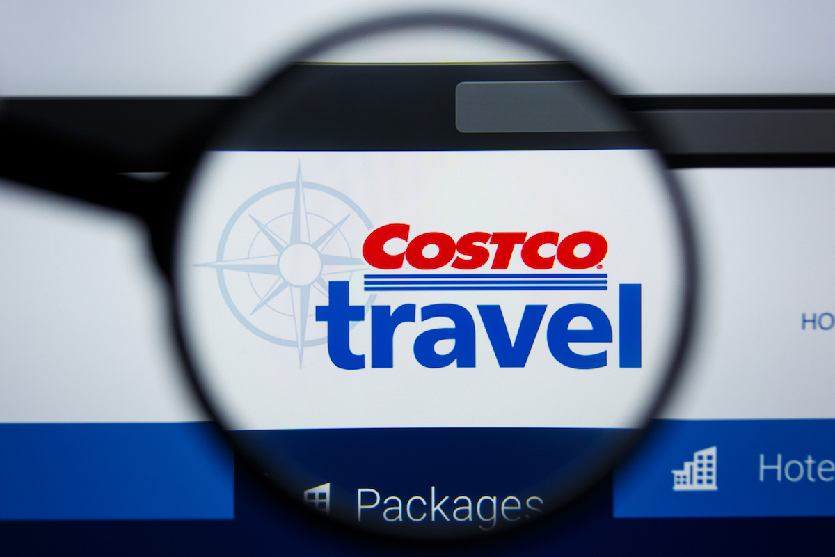 Close up of the Costco Travel logo on the website