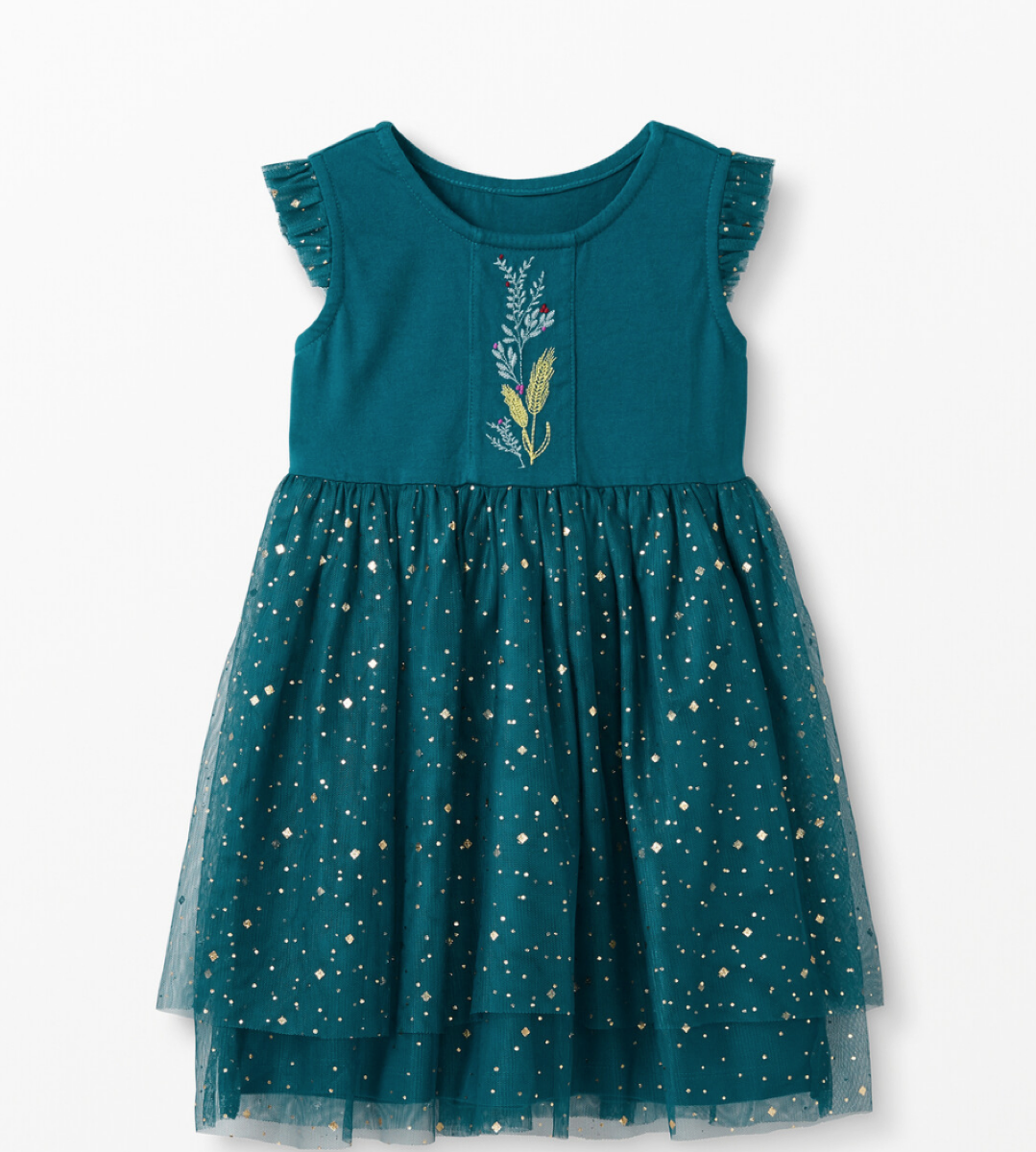 green dress with gold sparkles