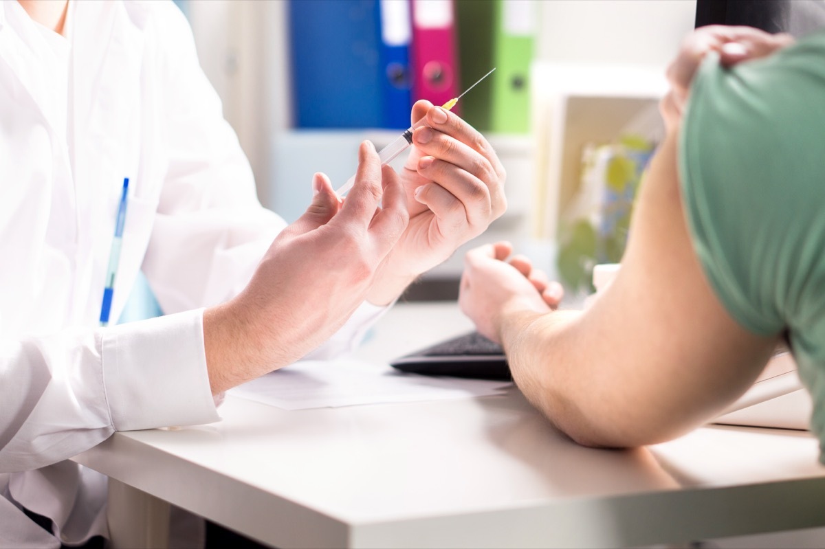 Person getting COVID vaccine