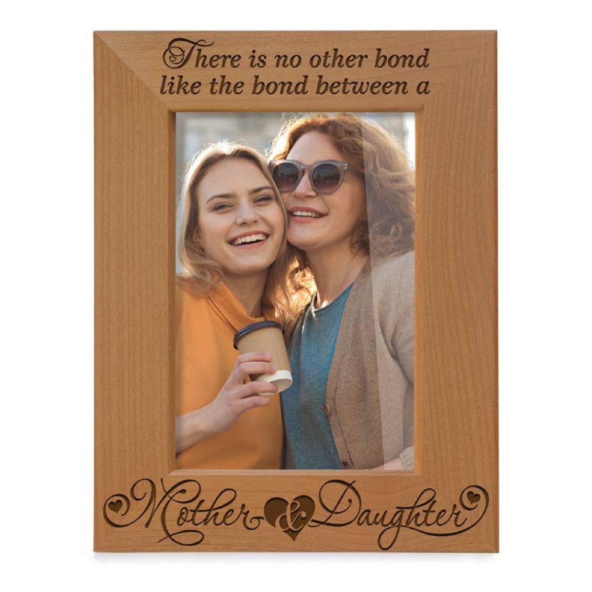 wooden frame with a picture of a woman and her mother in it, mother daughter gifts