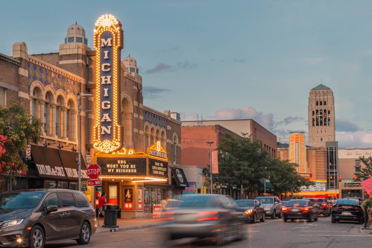 Anne Arbor Michigan downtown scene.