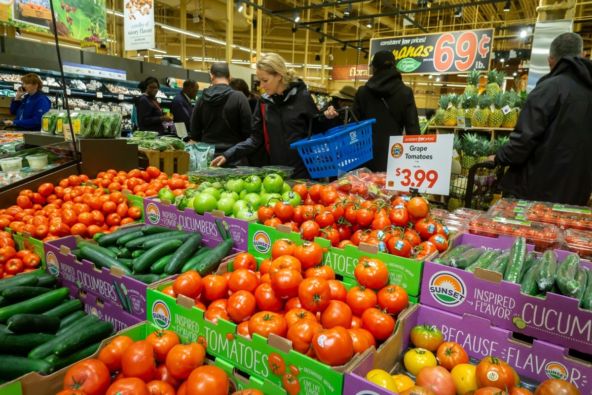 New York NY/USA-October 27, 2019 Thousands of excited shoppers flock to the Wegmans supermarket in Brooklyn in New York