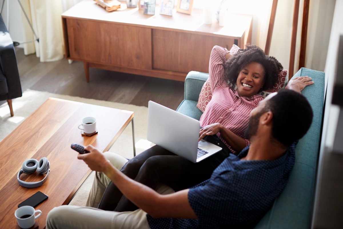 Couple watching streaming services