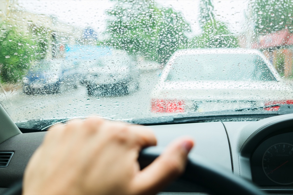 driving car in rainy weather