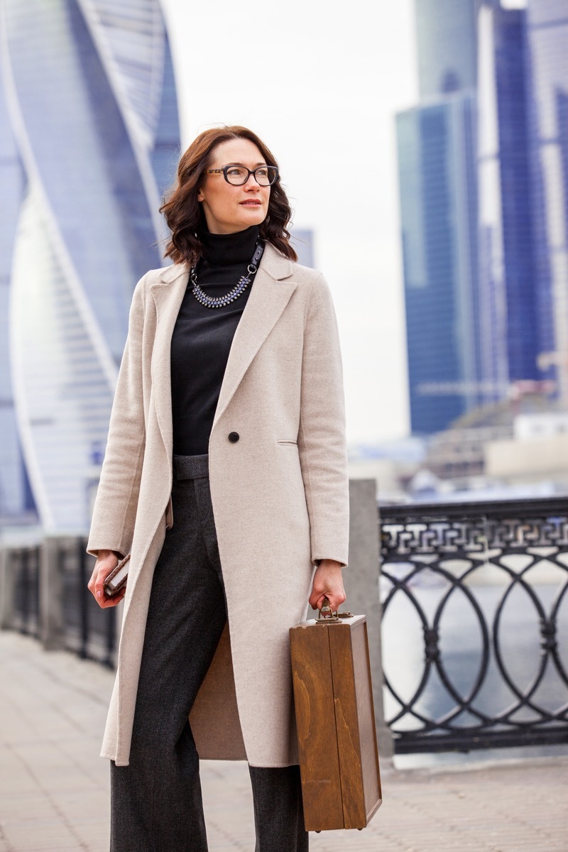 Fashionable Older Woman Outside in a Coat Style Tips Over 40