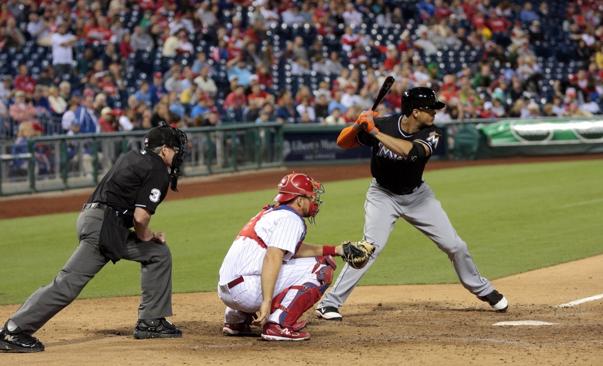 marlins playing baseball