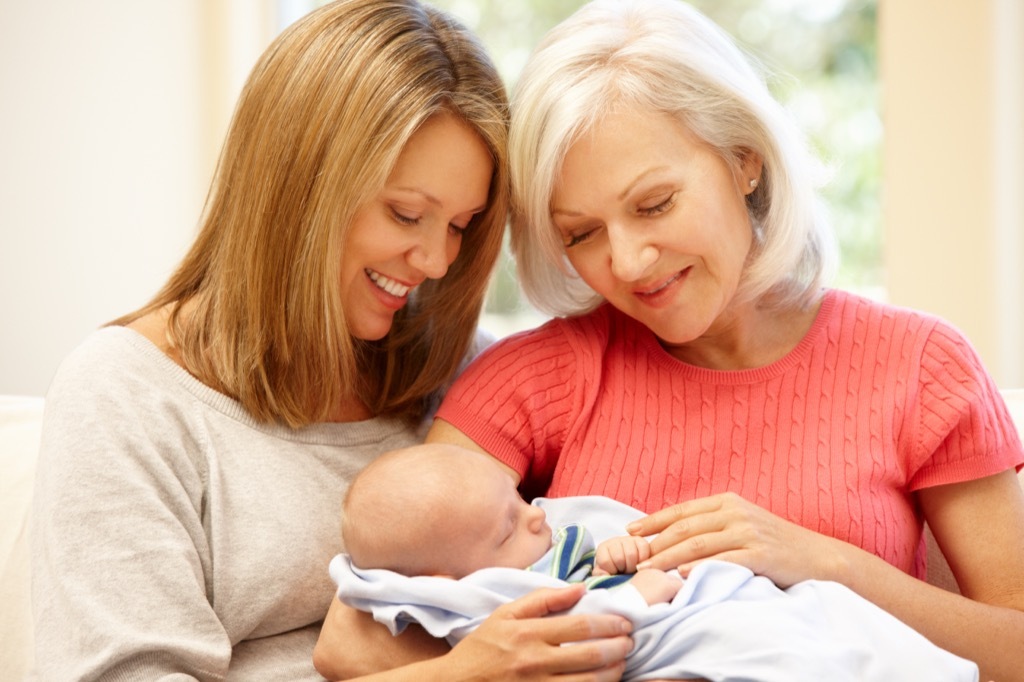 Grandma meeting her grandkid for the first time