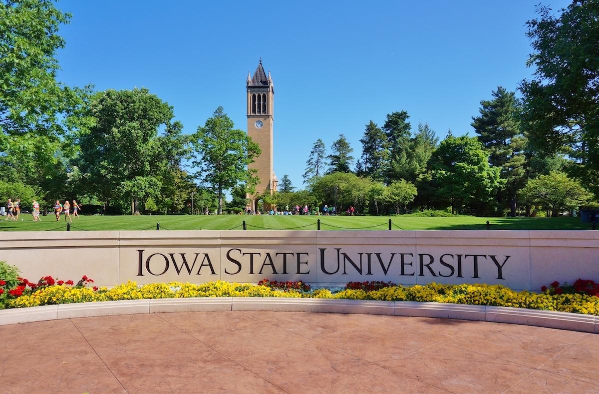 stone sign at the entrance of iowa state university