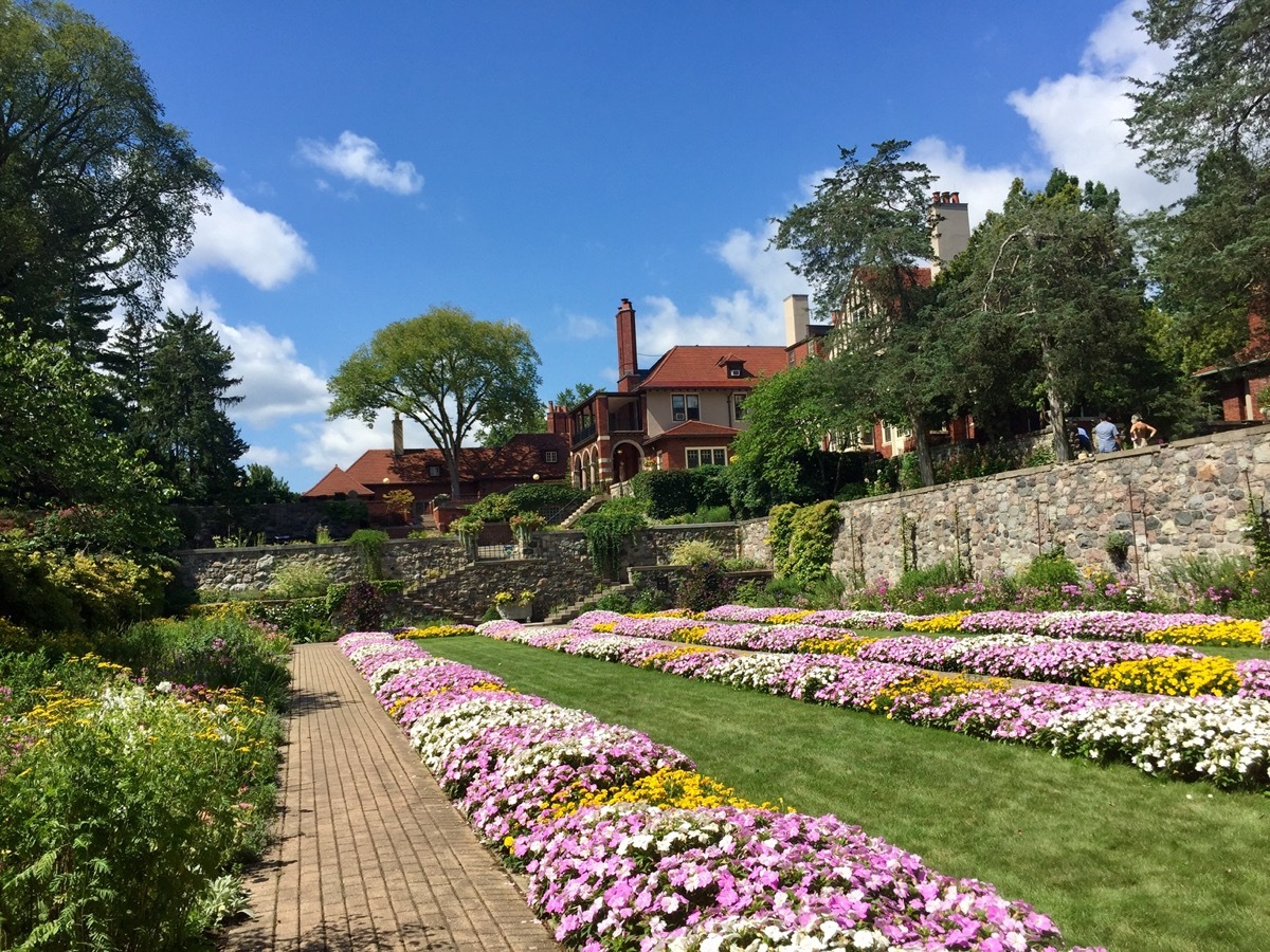 a garden and home in Bloomfield Hills, Michigan