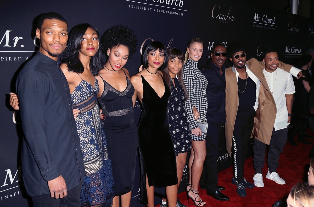 Miles Murphy, Zola Murphy, Bria Murphy, Shayne Murphy, Bella Murphy, Paige Butcher, Eddie Murphy, Christian Murphy, and Eric Murphy in 2016