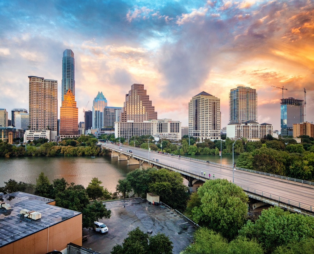 city skyline of Austin, Texas at sunset