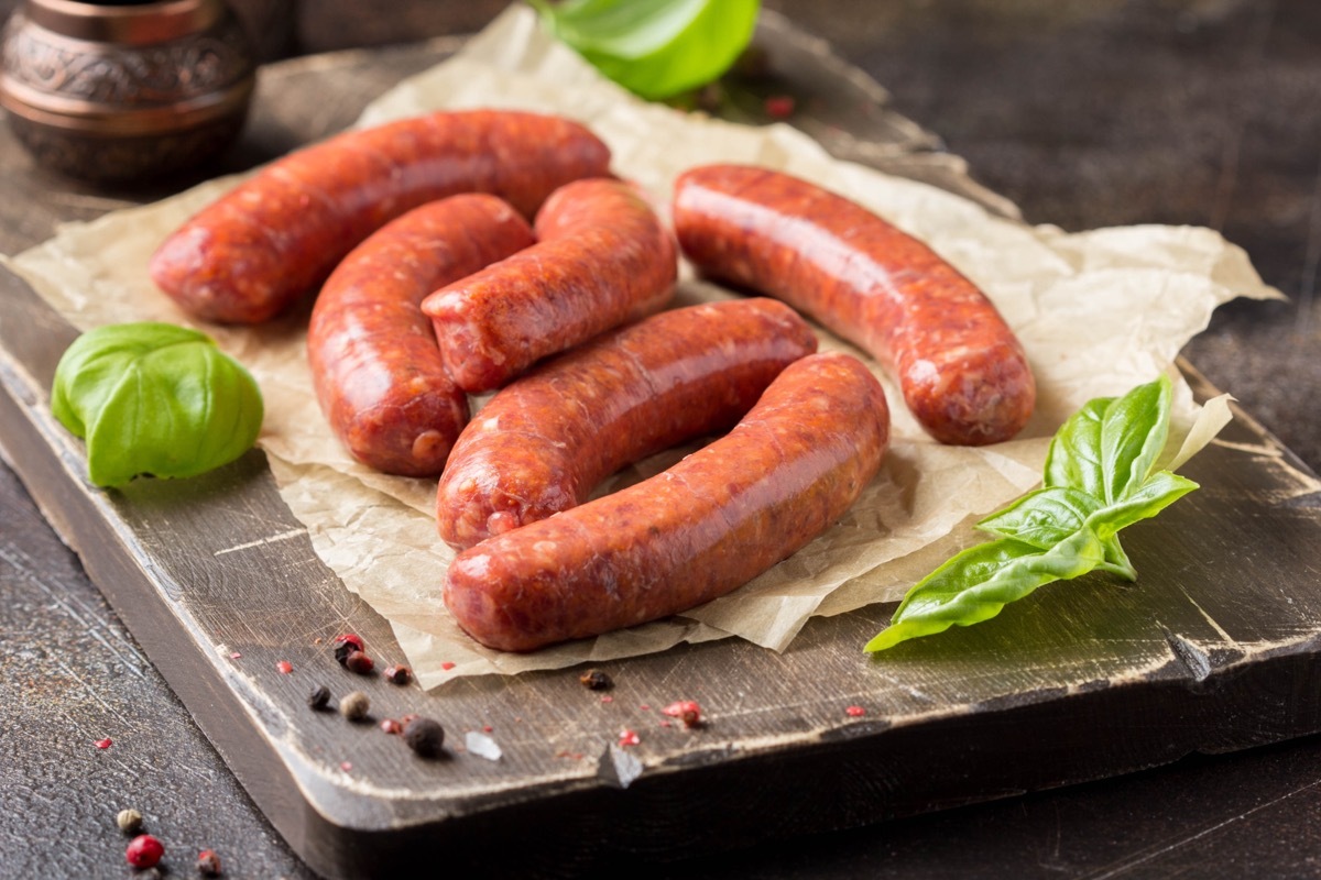 raw chorizo on cutting board