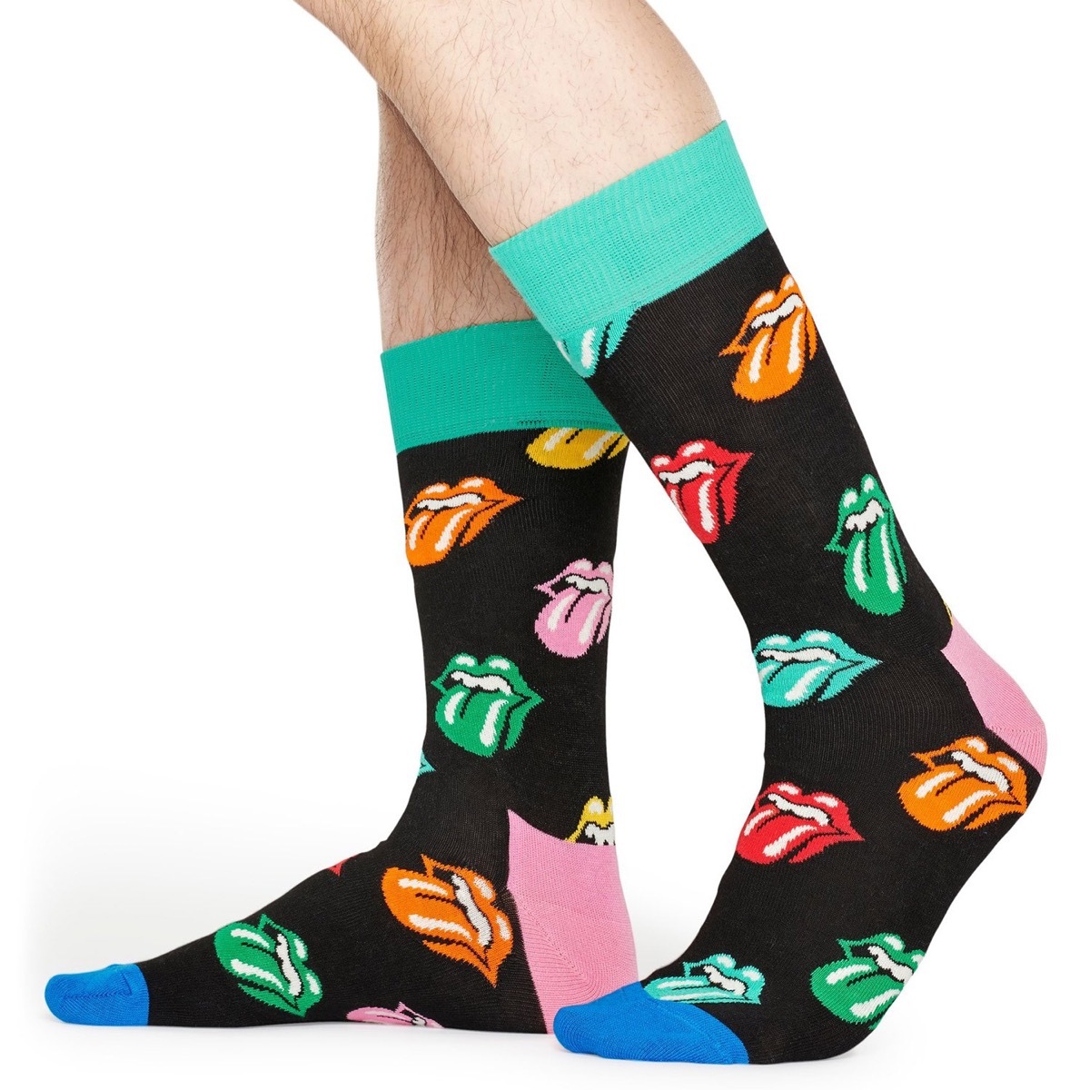 socks with rolling stones logos