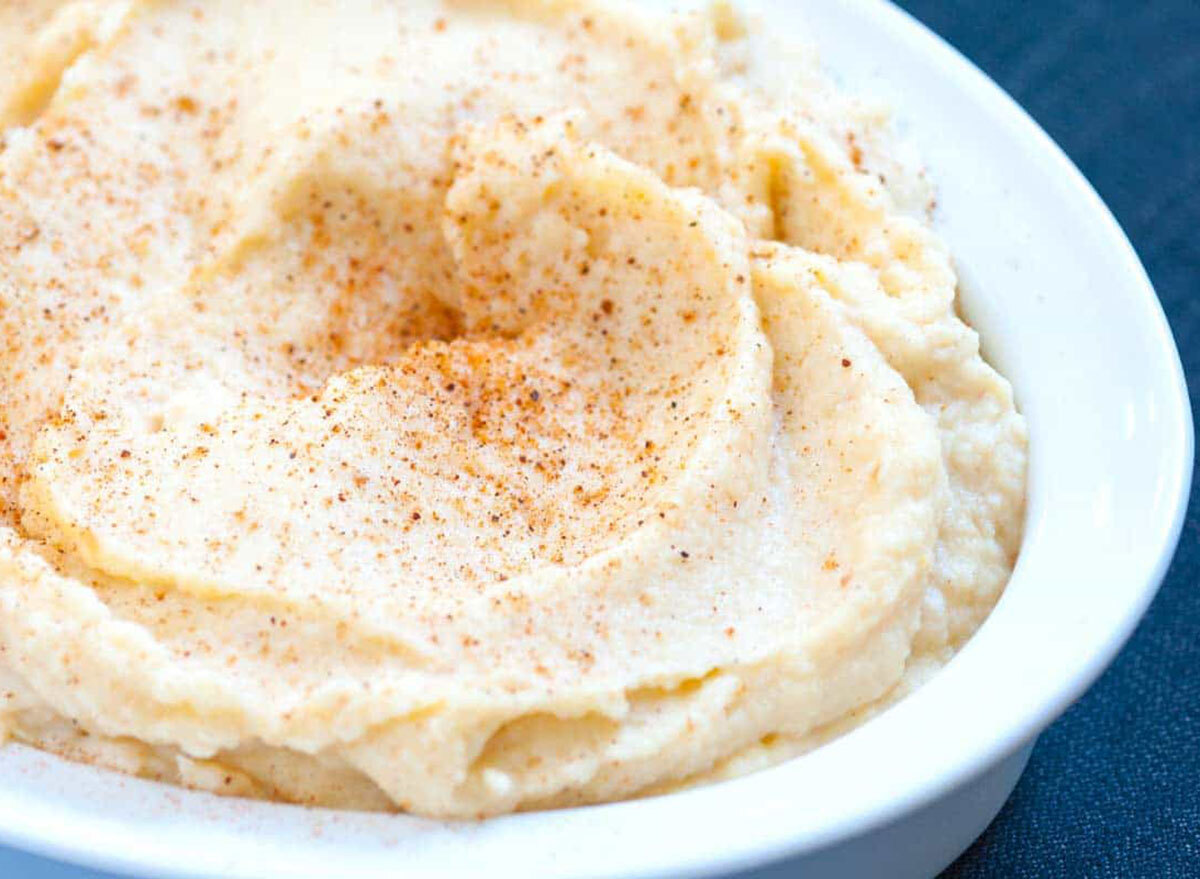 pureed parsnip in serving bowl