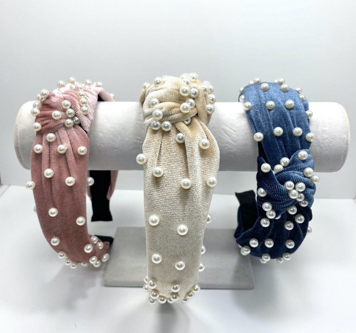 three pearl embellished headbands