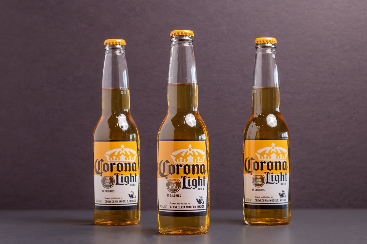 three bottles of corona light beer