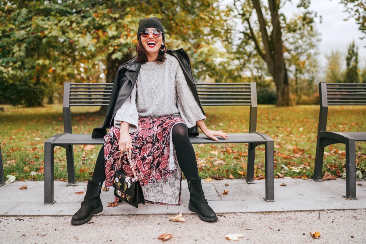 woman wearing layers in the fall