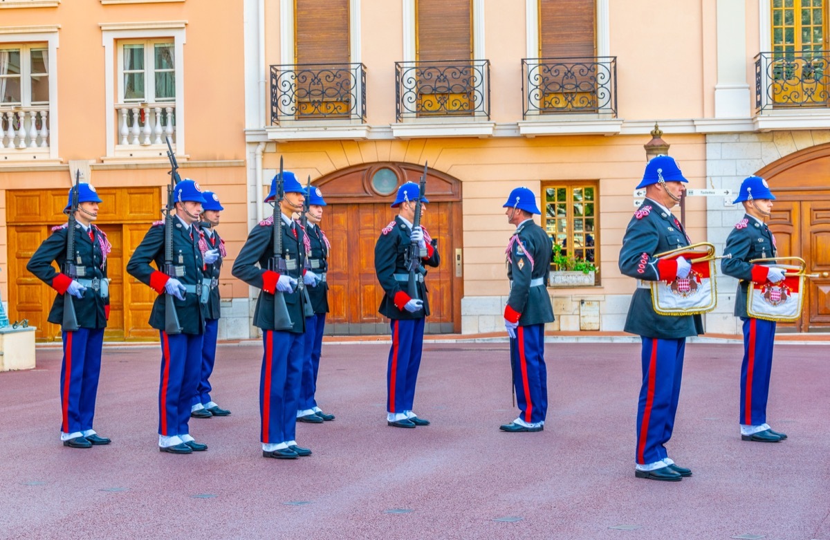 MONACO, MONACO, DECEMBER 29, 2017: Change of royal guard in front of the prince's palace in monaco - Image