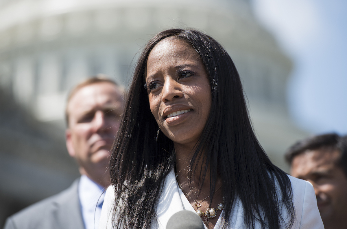 Mia Love at a news conference in D.C. in May 2018