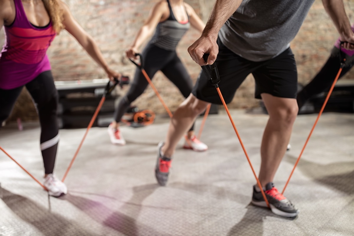 Group of People at Resistance Training