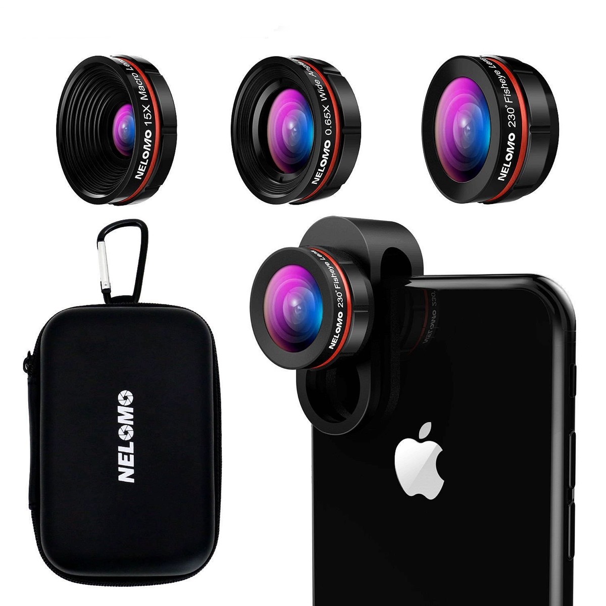 iPhone camera lenses on white background