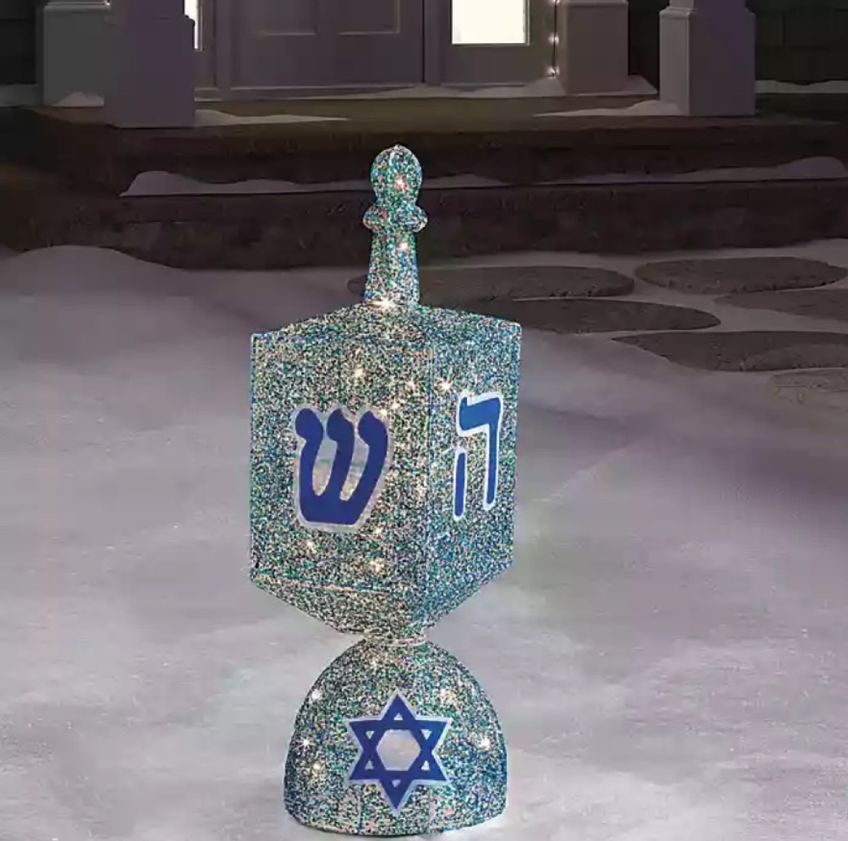 spinning light up dreidel decoration, hanukkah decorations