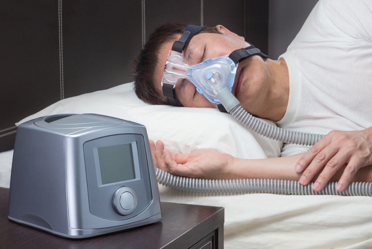 Man with Sleep Apnea Macine