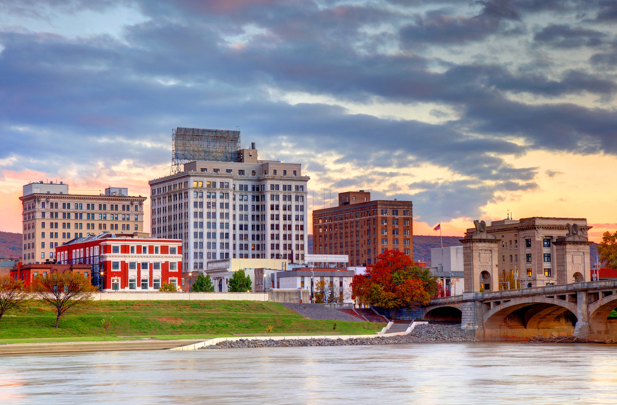 Looking across the river to Wilkes-Barre, Pennsylvania.