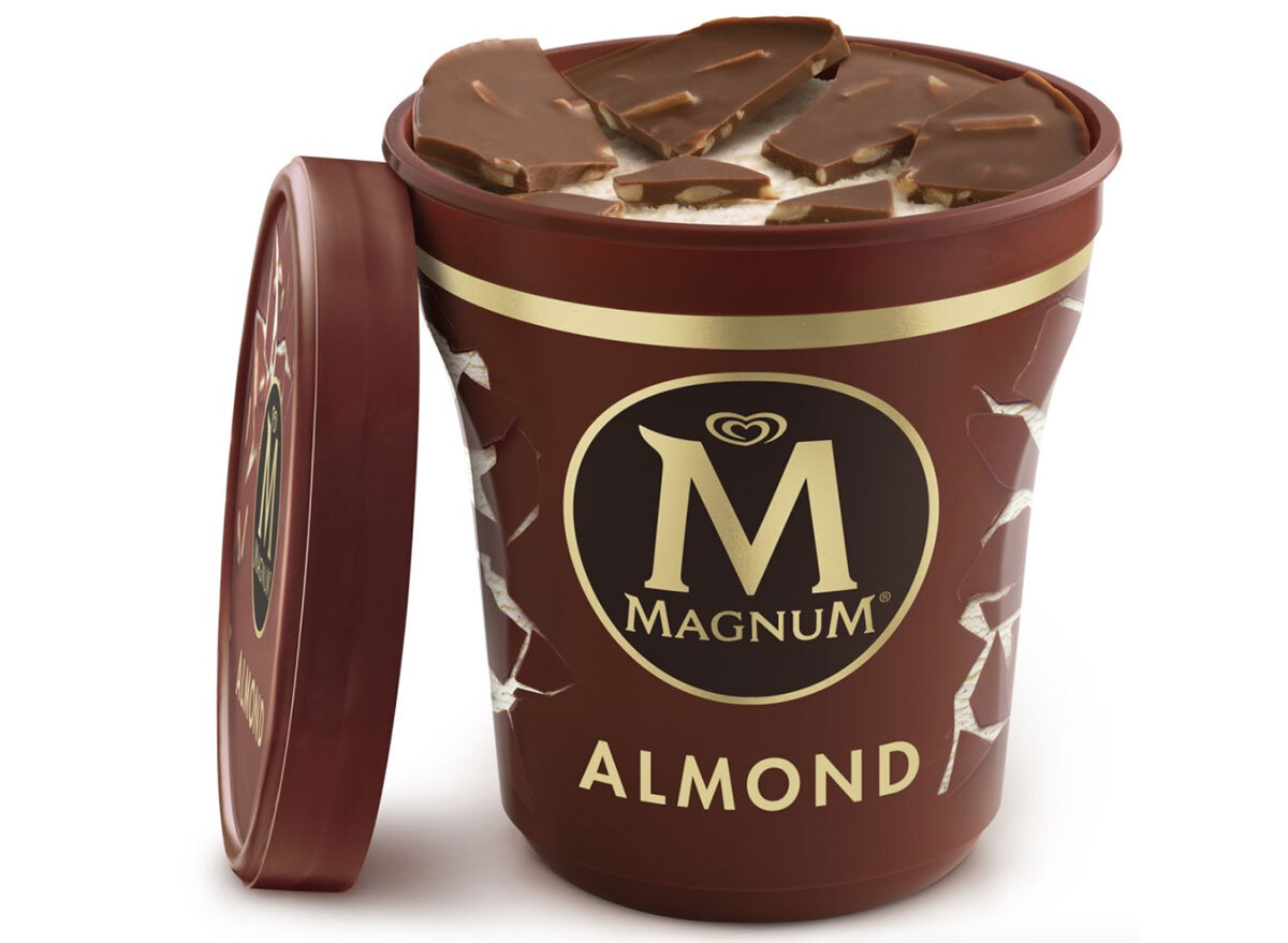 magnum milk chocolate almond ice cream tub