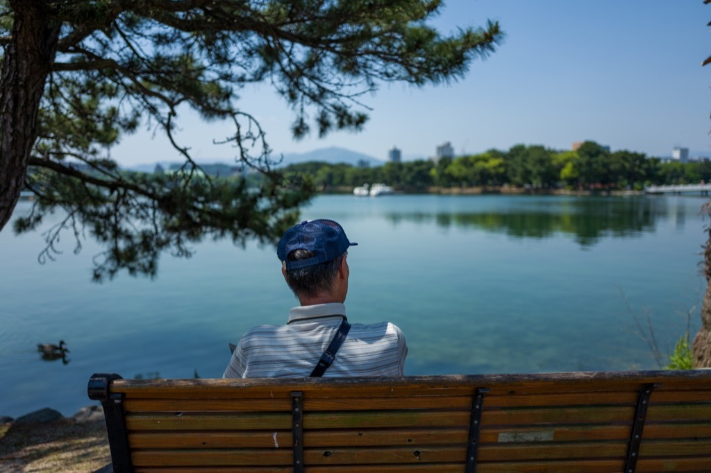 man on bench, things old people say