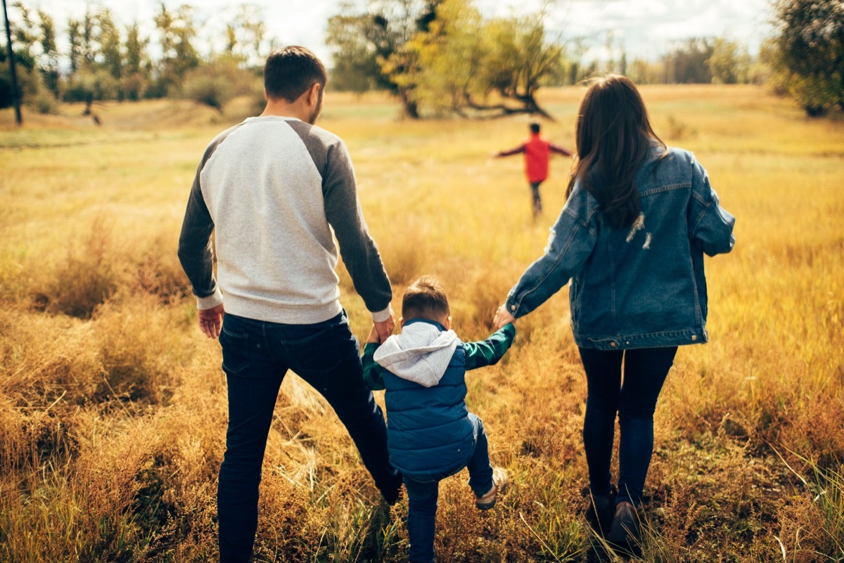 family walking in park