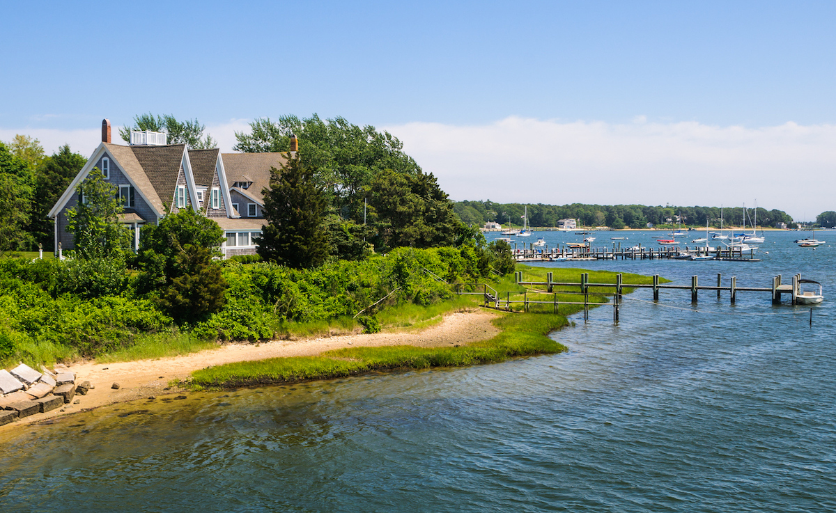 West Bay in Osterville, Massachusetts is a favorite mooring spot on the south side of Cape Cod due to its easy access to the open ocean.