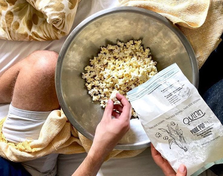 Quinn popcorn in bed