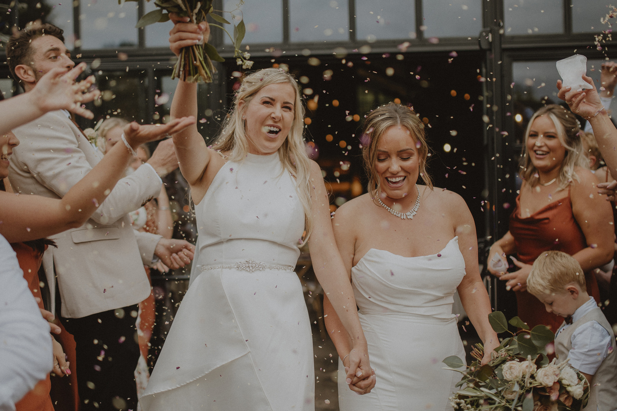 two brides celebrating wedding