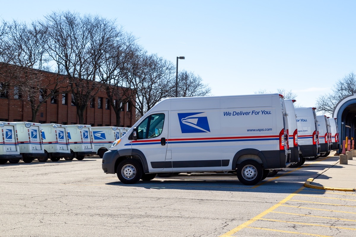 Delivery Vehicles are shown in Oak Brook, Illinois, USA. USPS is an independent agency of the executive branch of the United States federal government.