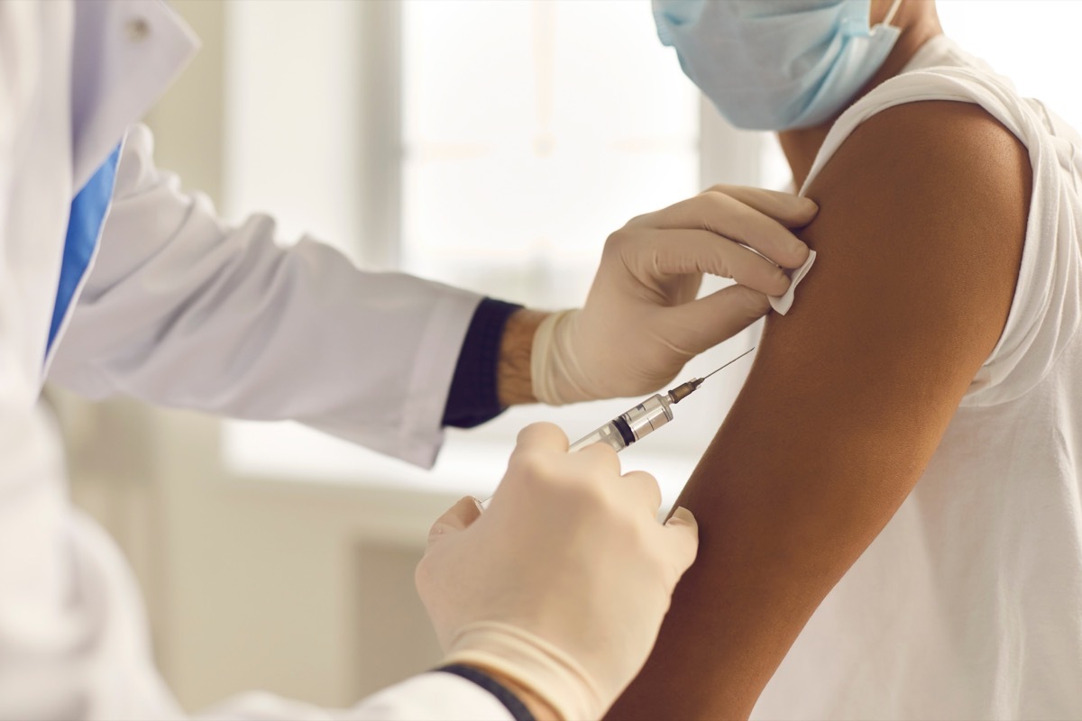 Man getting COVID vaccine