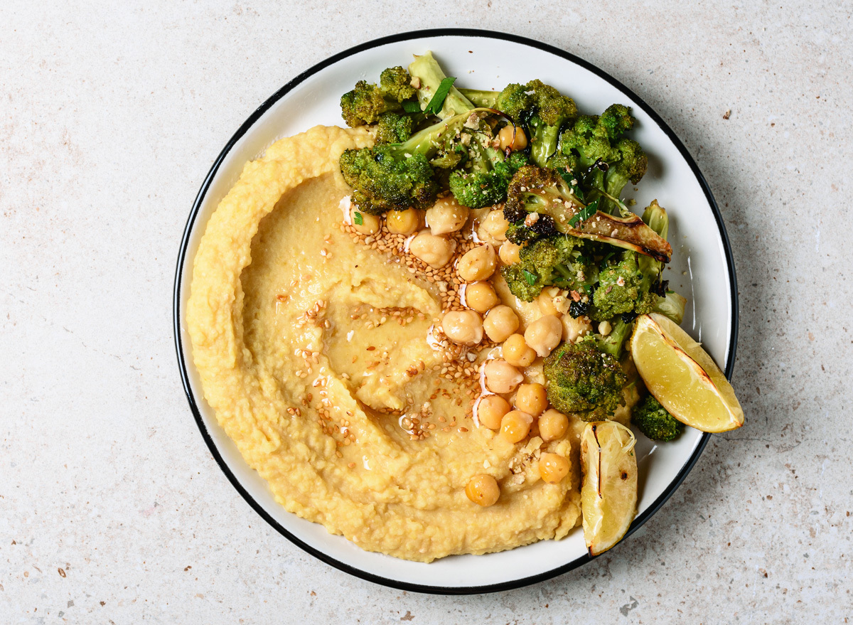 Roasted broccoli chickpea hummus