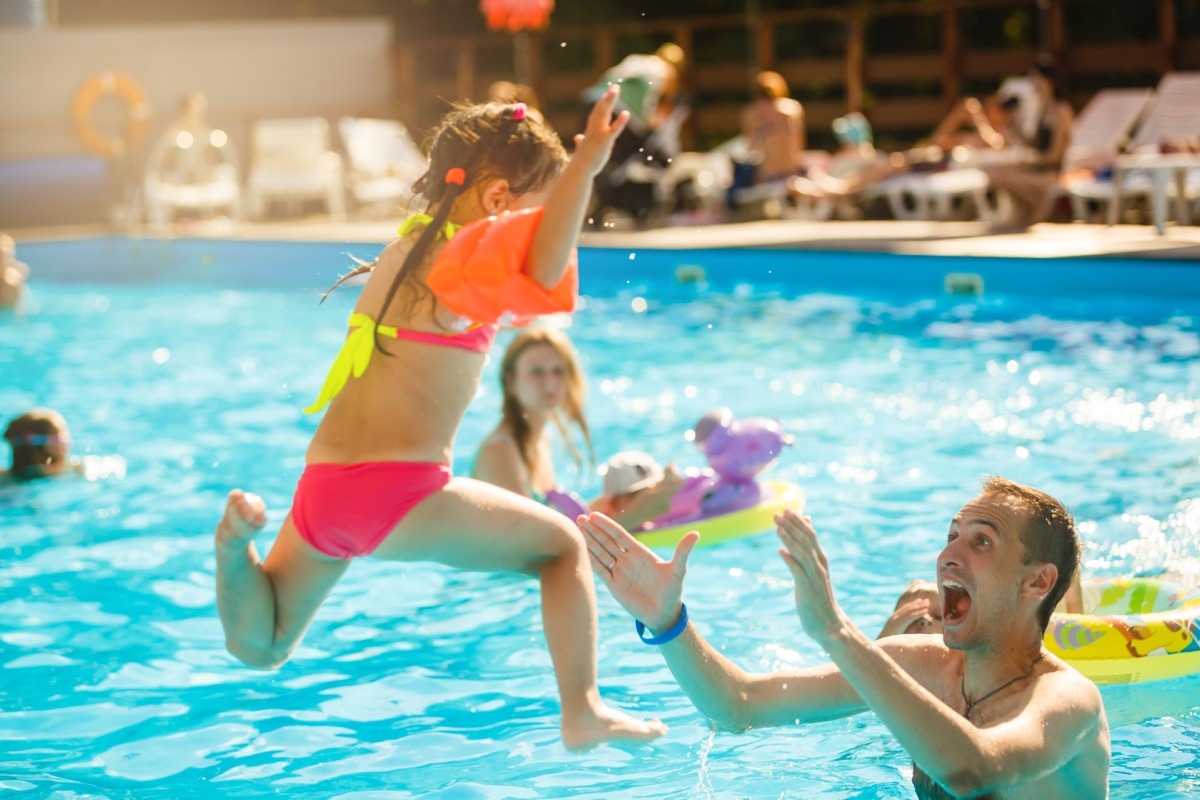 swimming with kids in pool