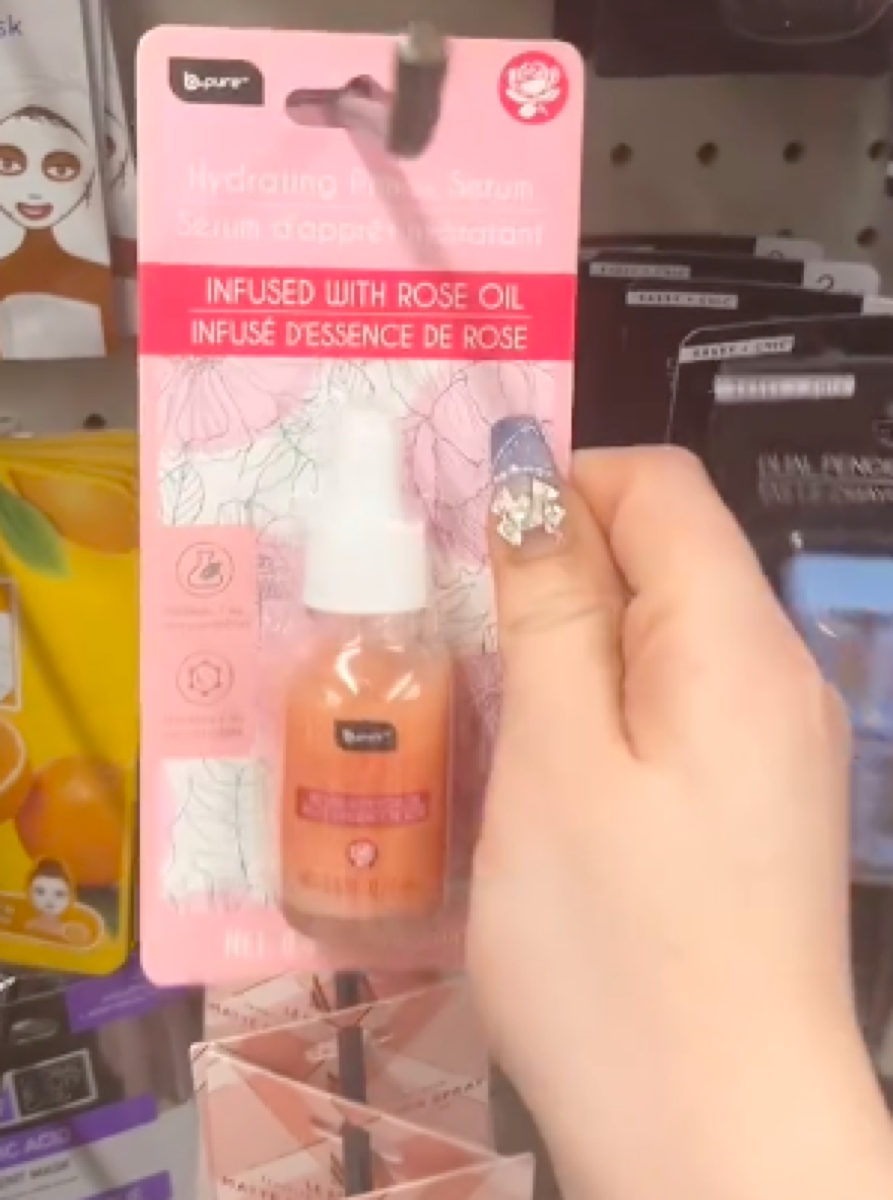 still from TikTok showing Dollar Tree primer serum