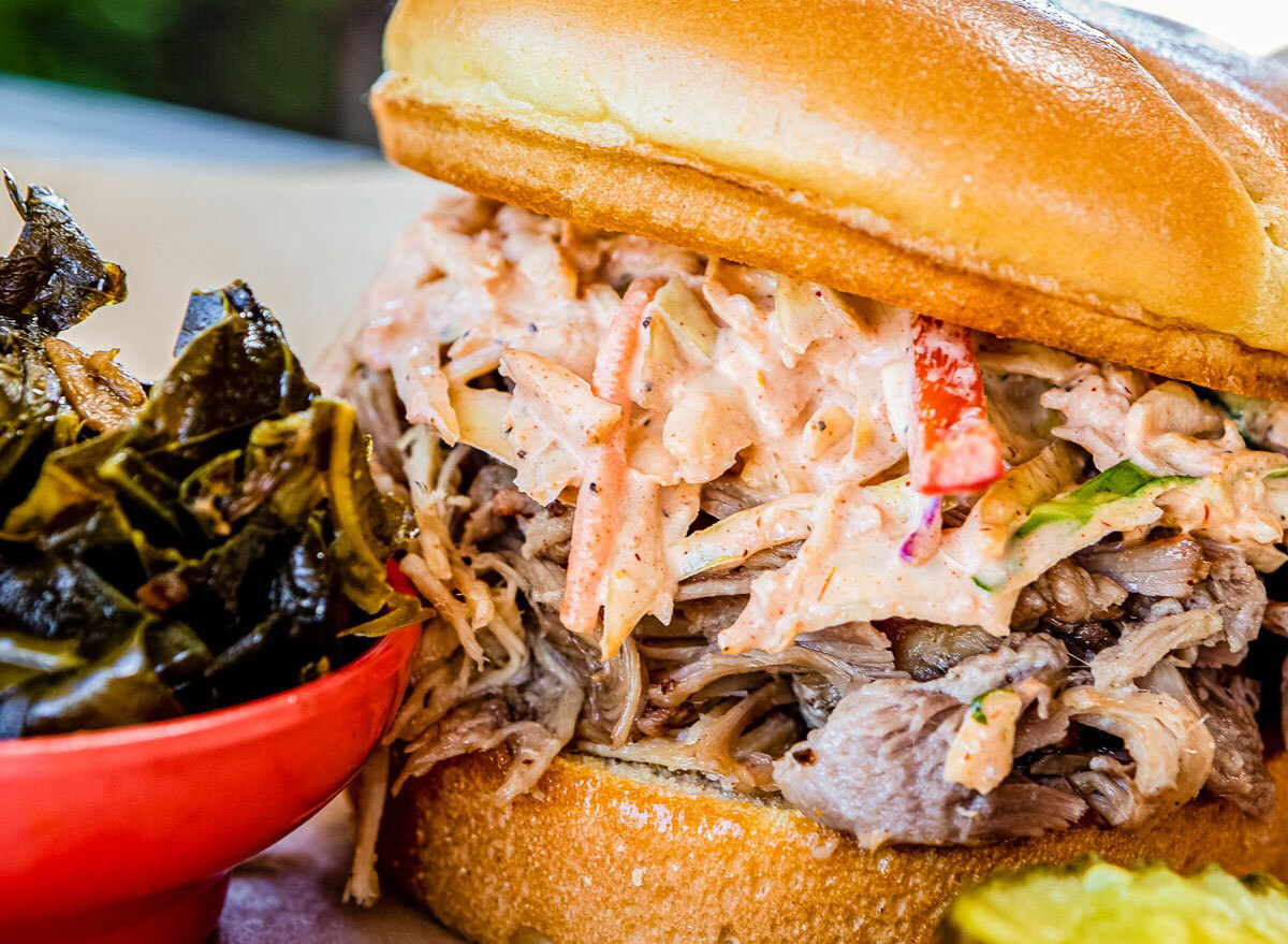 pulled pork sandwich with coleslaw