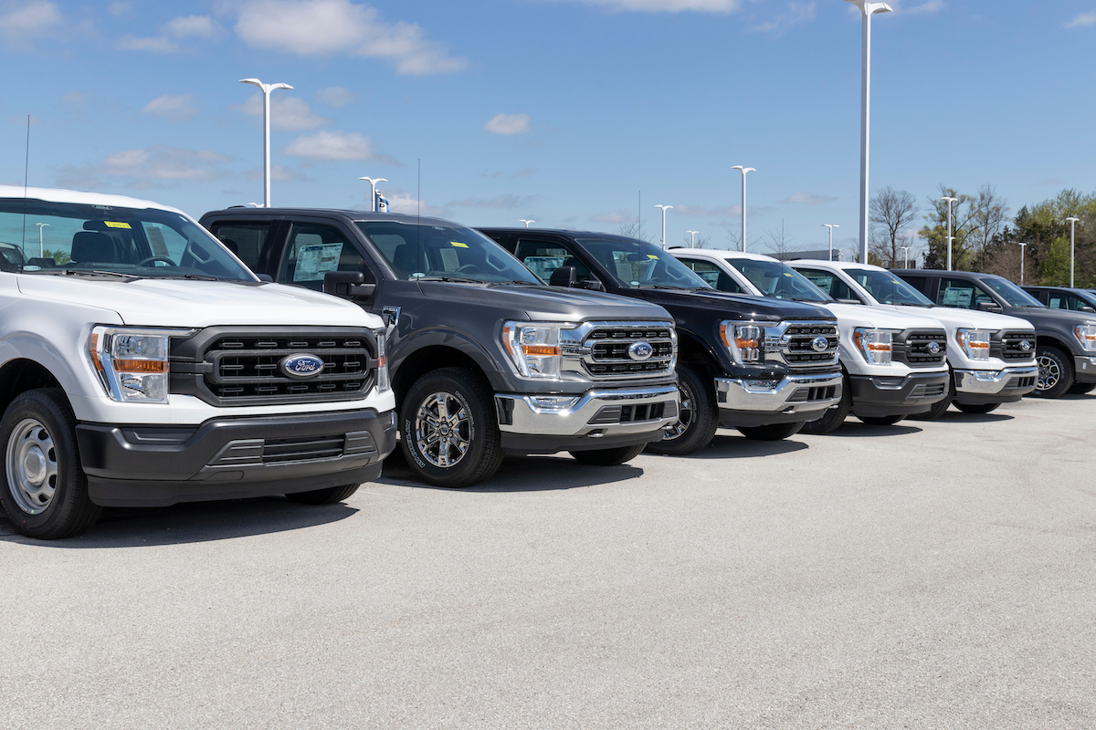 Ford F-150s at dealership