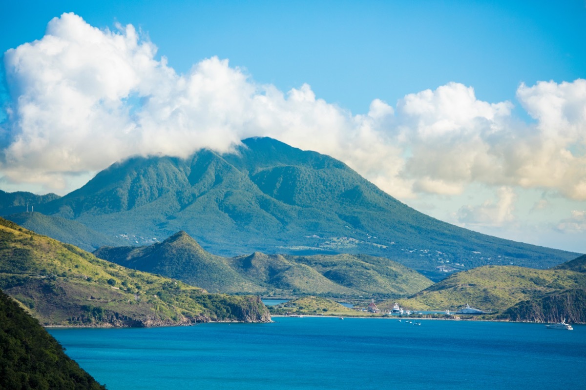 nevis island viewed from its sister island St. Kitts