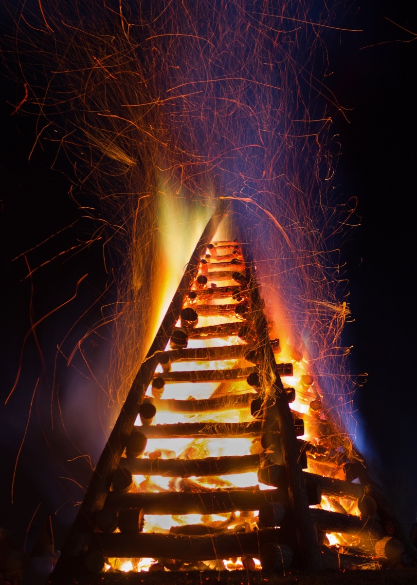 Christmas Eve bonfire on a Louisiana levee