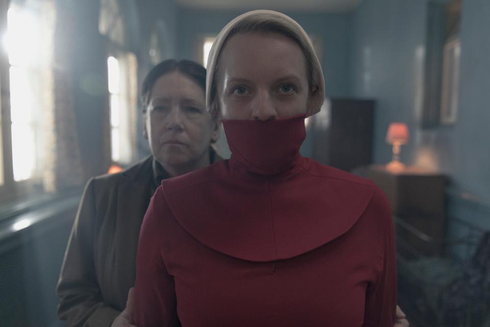 ann dowd and elisabeth moss on the handmaid's tale