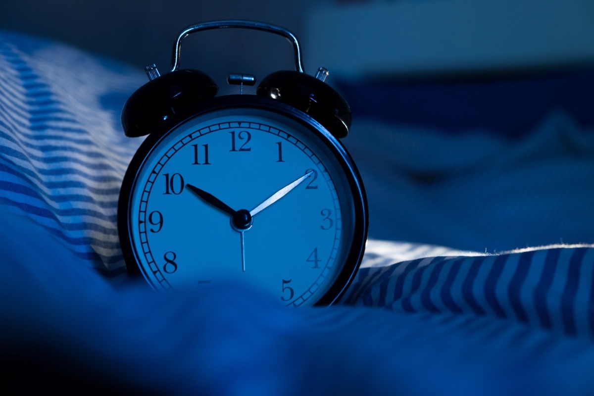 Clock Displaying Time on a Bed