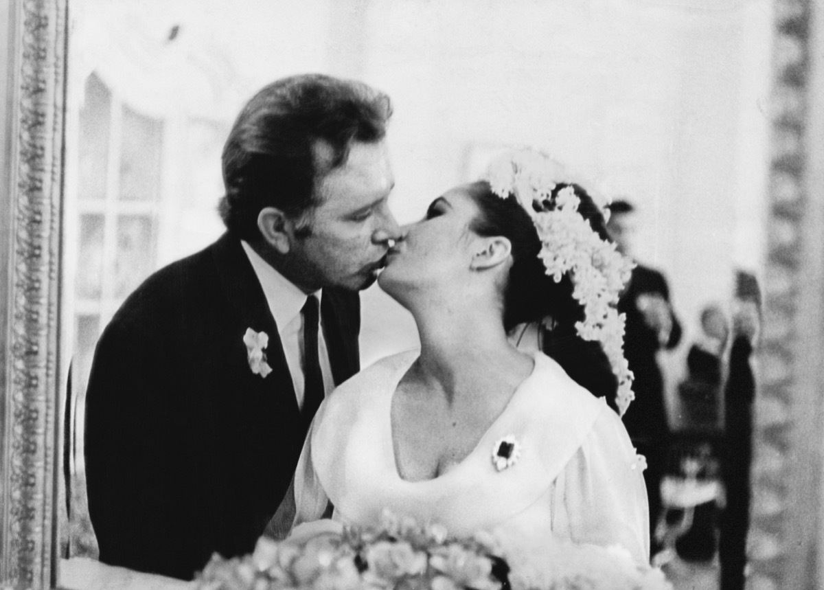 Richard Burton and Elizabeth Taylor on their second wedding day in 1975.